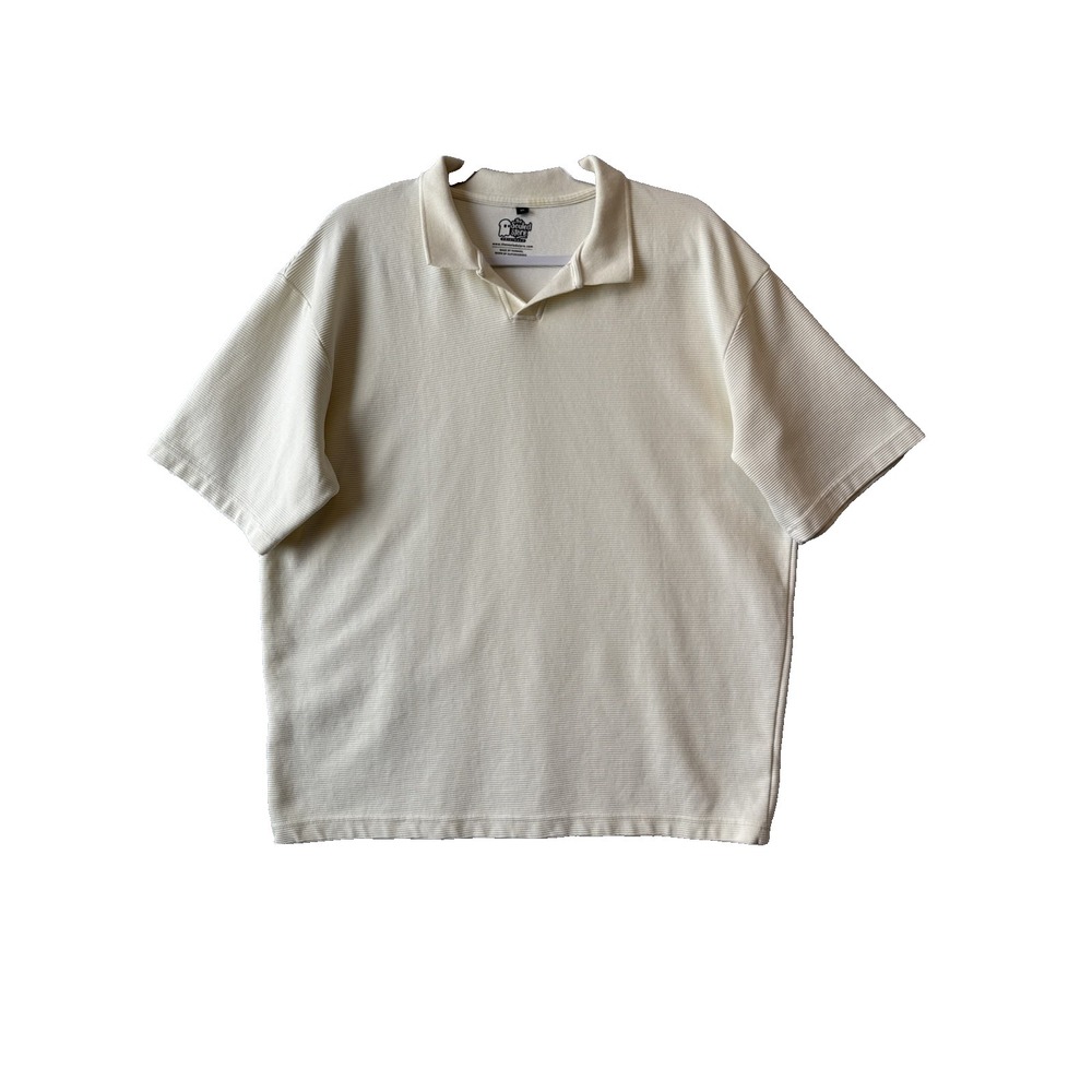 The Souled Store Butter Yellow Ribbed Short Sleeve Men's Polo Shirt XL Classic